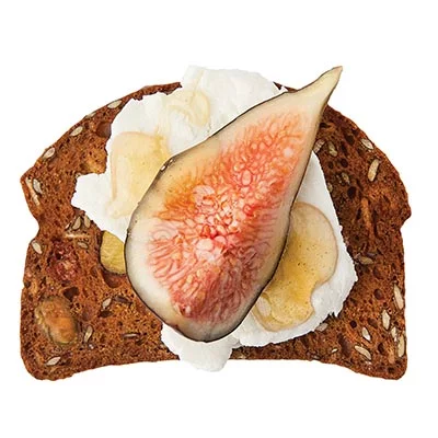 Goji Berry & Pistachio with Goat Cheese, Fresh Fig and Honey Drizzle